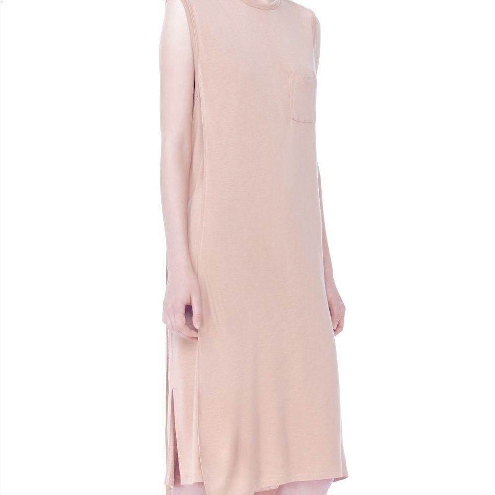 T BY ALEXANDER WANG Heathered Oatmeal Overlap Muscle Tee Dress-S